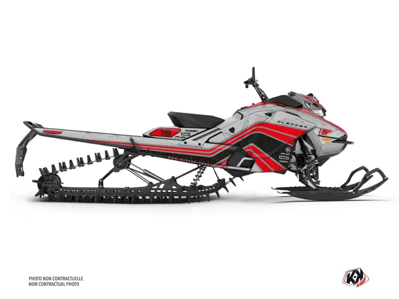 Kit déco SLEDDER Gris-Rouge MOTONEIGE SKIDOO BACKCOUNTRY X-RS 850 E-TEC