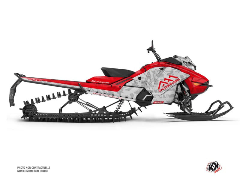 Kit déco WILDERNESS Gris-Rouge MOTONEIGE SKIDOO BACKCOUNTRY X-RS 850 E-TEC