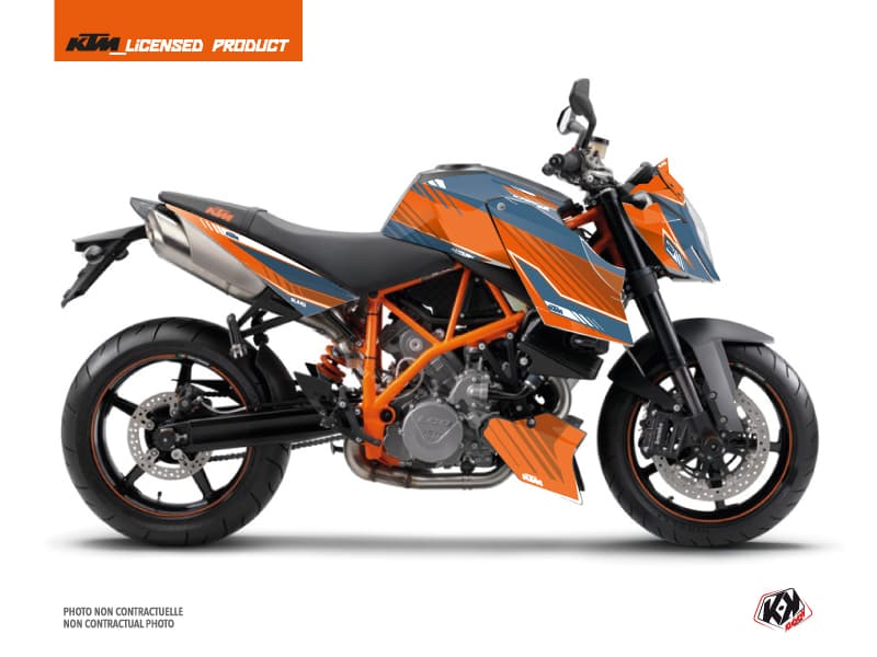 kit graphique moto ktm super duke 990 slash orange-bleu