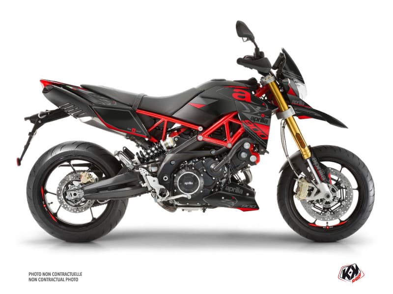 kit graphique moto aprilia dorsoduro 900 sleek noir-rouge