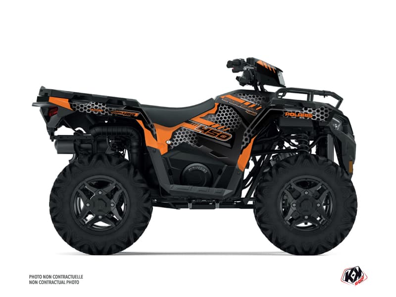 kit graphique quad polaris sportsman 450 splinter noir-orange