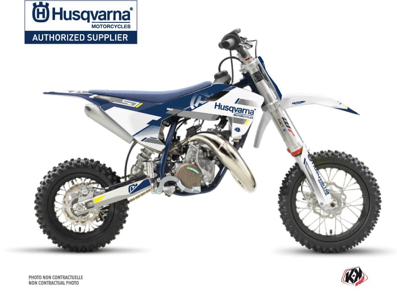 kit graphique motocross husqvarna tc 50 split blanc-bleu