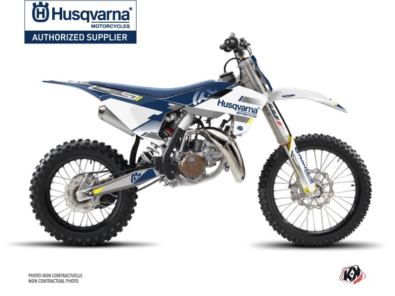 Kit graphique Moto Cross Split Husqvarna TC 85 Blanc Bleu