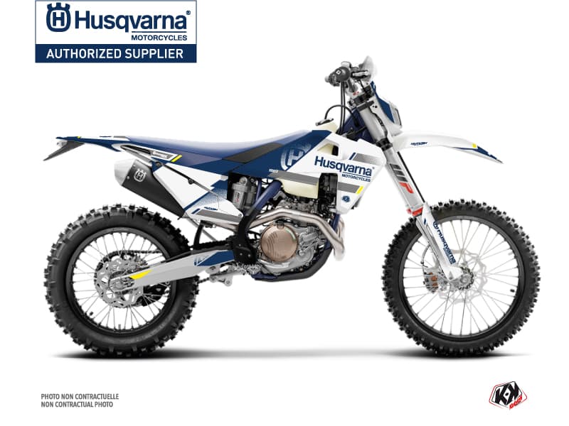 kit graphique motocross husqvarna te 150 split blanc-bleu