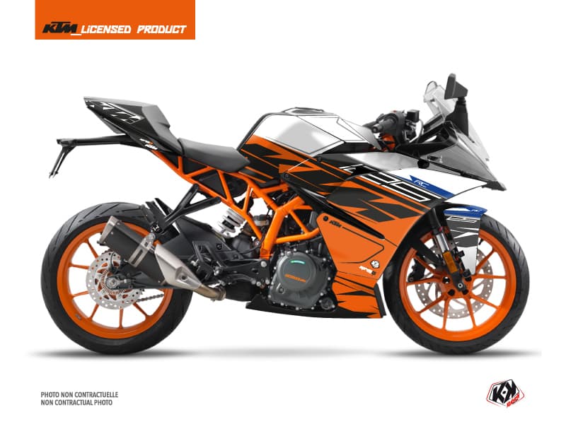 kit graphique moto ktm rc 125 spring blanc-orange