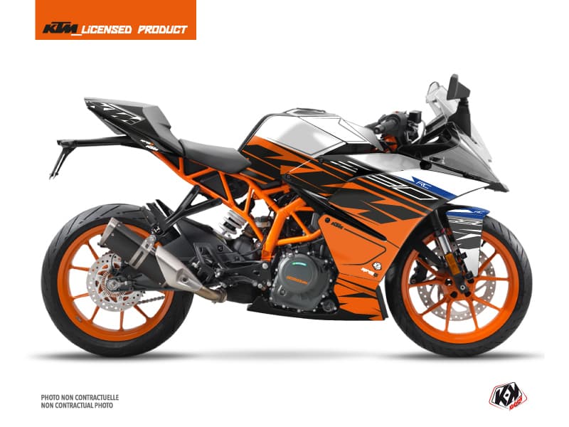 kit graphique moto spring ktm 390 rc blanc orange
