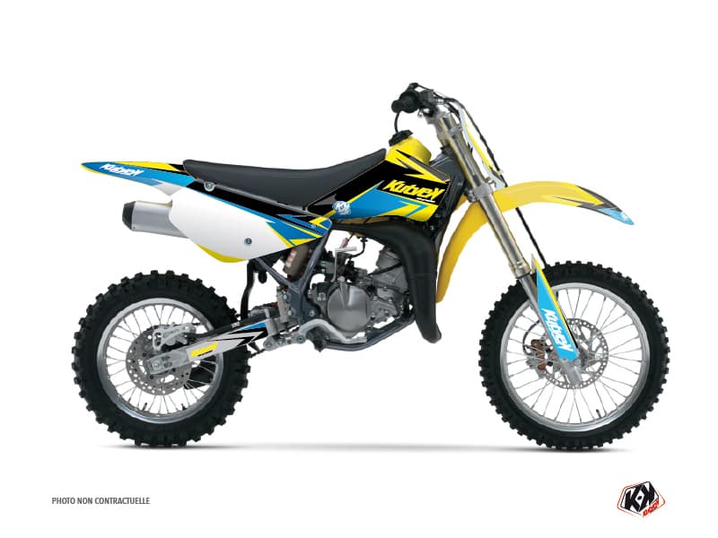 kit graphique motocross suzuki rm 85 stage jaune-bleu