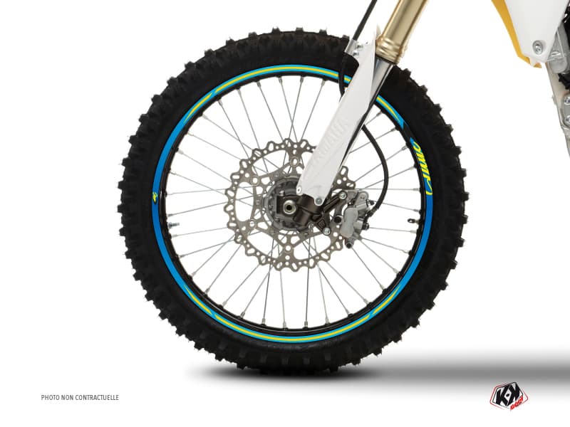 kit graphique tour de jantes motocross stage jaune bleu | Tour de Jantes | Kutvek