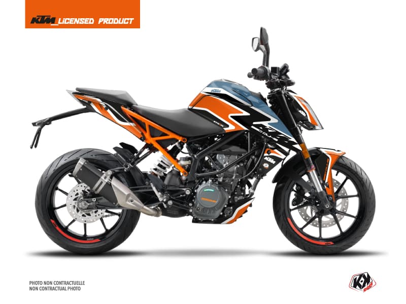 kit graphique moto ktm duke 125 storm orange-bleu