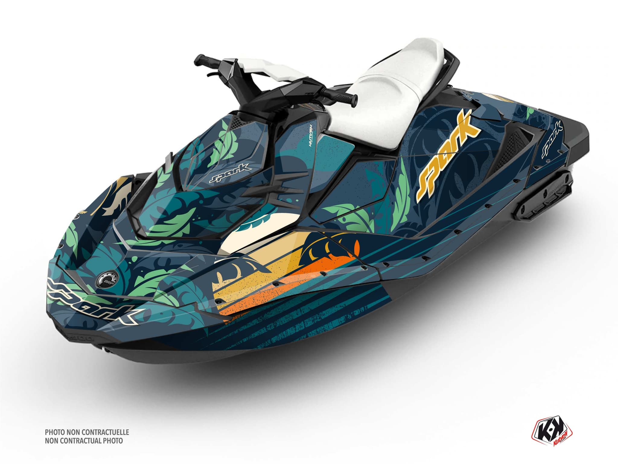 kit graphique jet-ski seadoo spark sunset bleu-vert