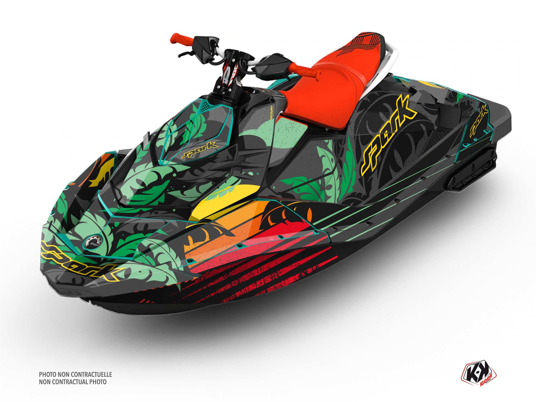 kit graphique jet-ski seadoo spark sunset gris-vert