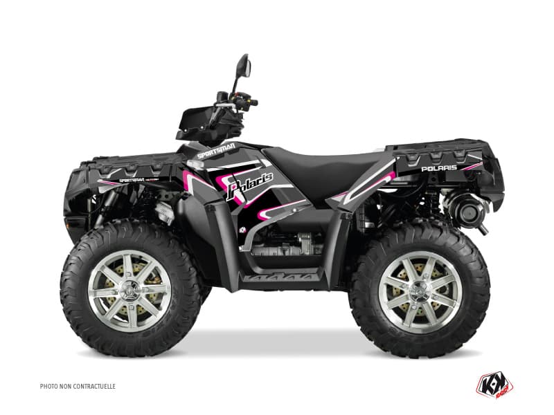 kit graphique quad polaris sportsman 1000 touring vintage polaris noir-rose