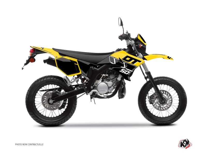 kit graphique 50cc vintage yamaha dt 50 jaune
