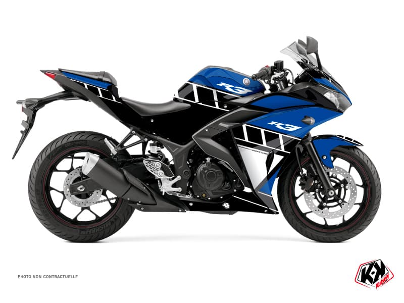 Yamaha R3 Street Bike Vintage Graphic Kit Blue