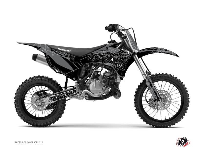 kit graphique motocross kawasaki kx 85 zombies dark noir