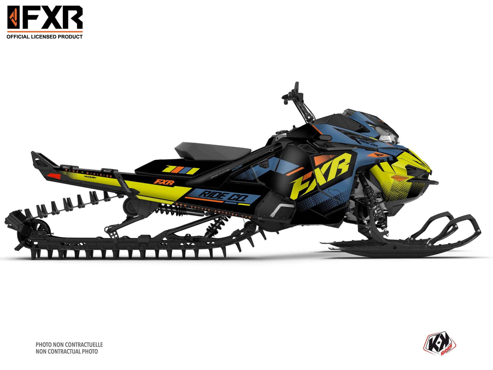 kit déco motoneige lynx rave re skal bleu-jaune