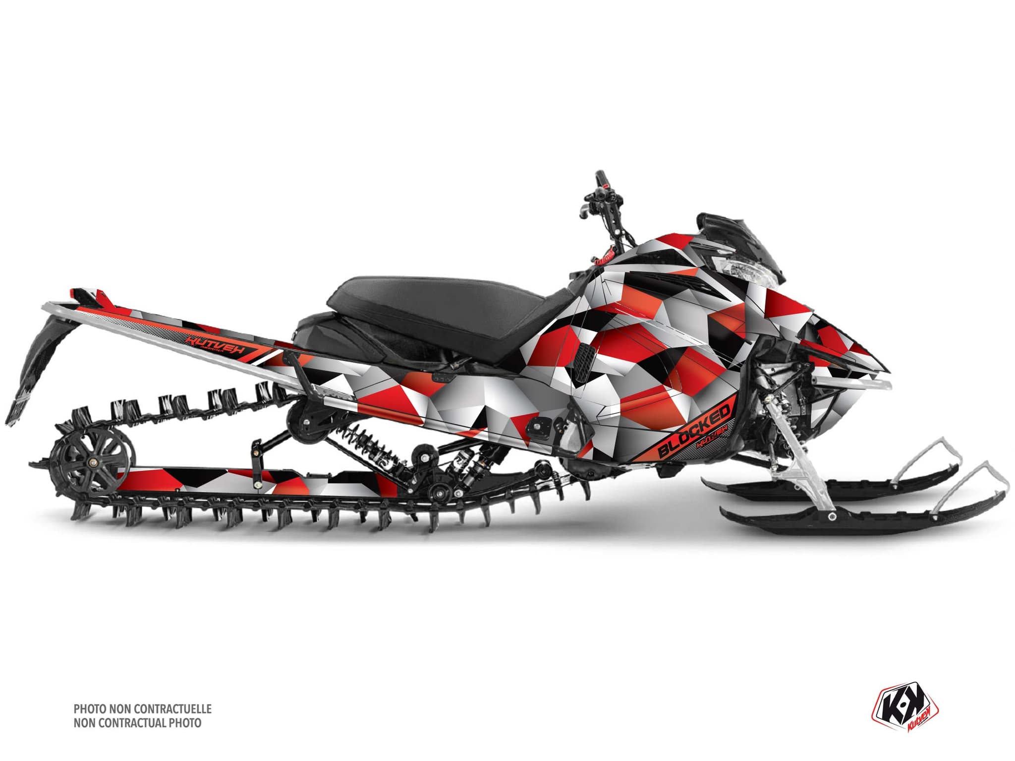 Snowmobile YAMAHA SIDEWINDER SRX blocked White-Red graphic kit