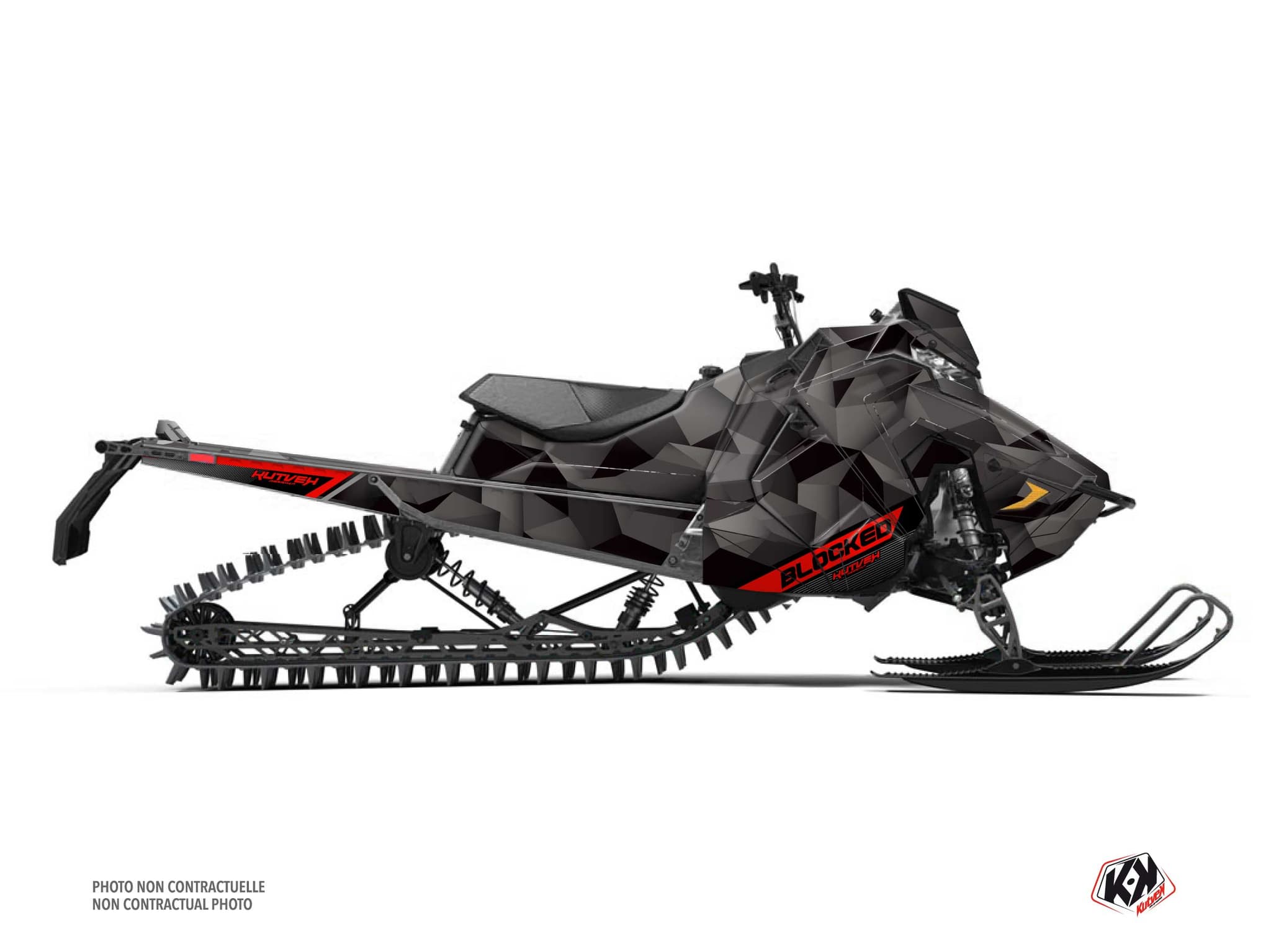 kit déco motoneige polaris rmk pro axys blocked noir-rouge