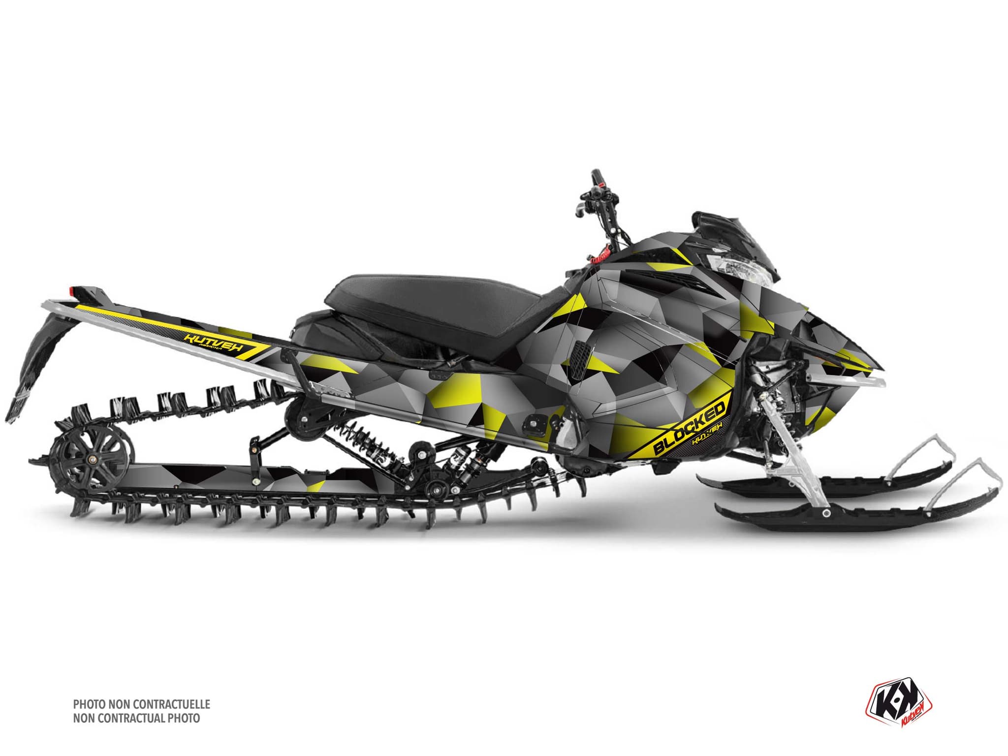 Snowmobile YAMAHA SIDEWINDER SRX blocked Grey-Yellow graphic kit